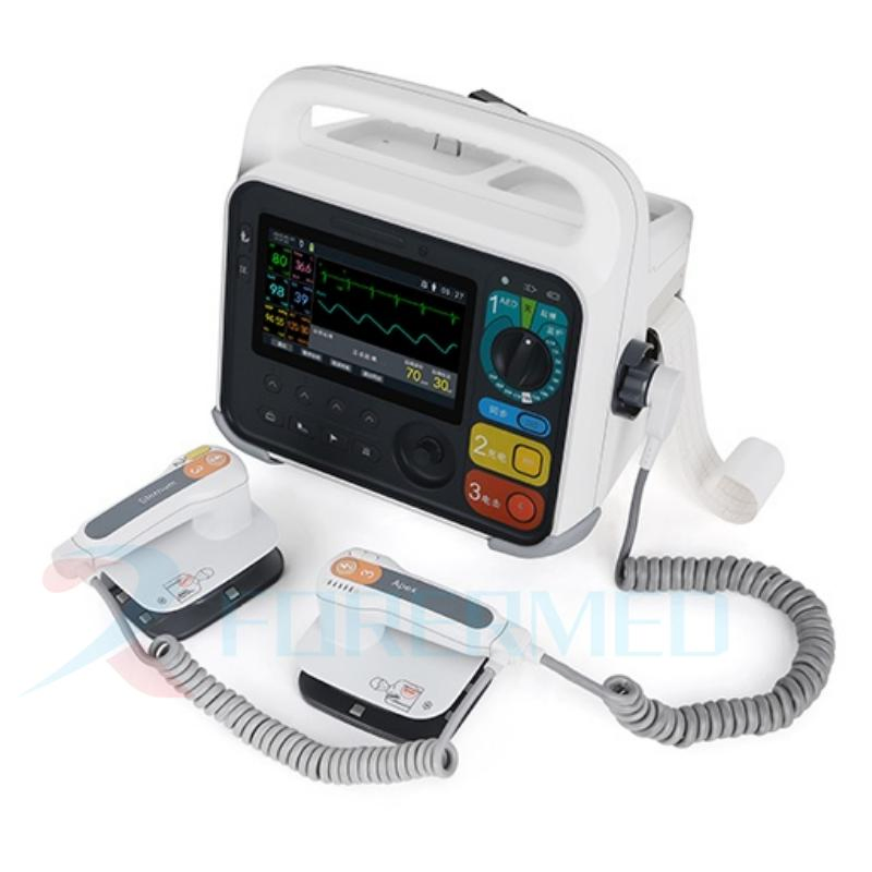 7'' Color Screen Portable Monitor Defbrillator ECG 6 Parameters Monitor Emergency Defbrillator