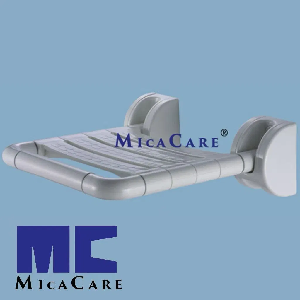 Sturdy White Shower Chair with Wall-Mounted Safety Support