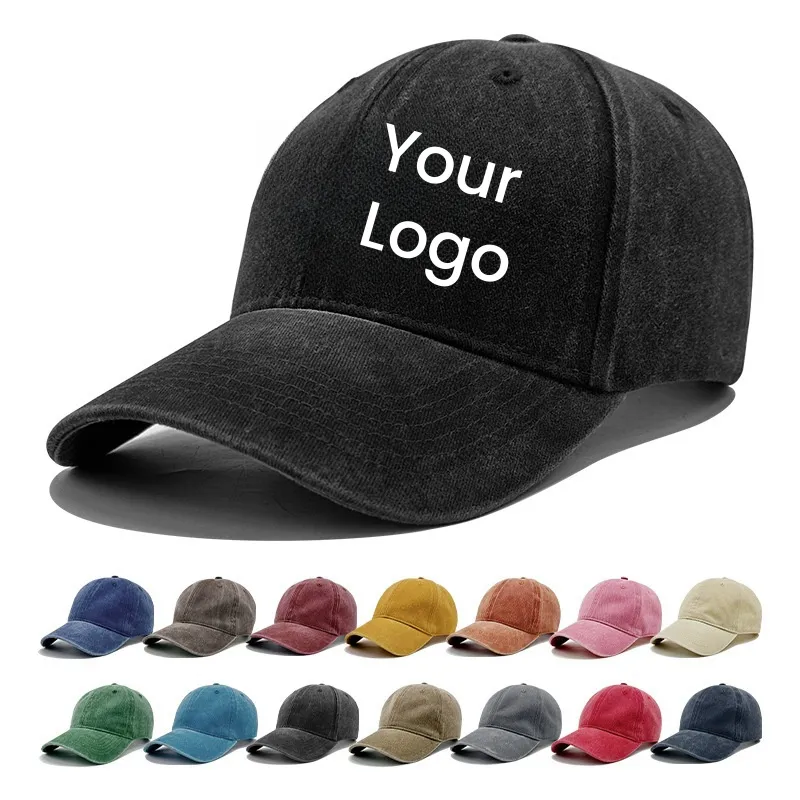 Custom Adult's Wholesale Cotton Panel Embroidery/Blank Sports Leisure Washed Baseball Hat Caps