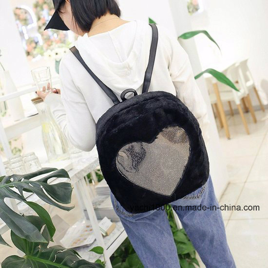 Soft Plush Heart Shape Kid School Lbag