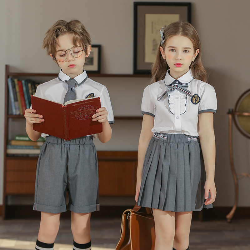 New Summer Elementary School Student Performance Costume Short-Sleeved Shorts Pleated Skirt