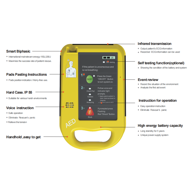 Medical Device Automatic External Defibrillator for Emergency Situation Aed Machine