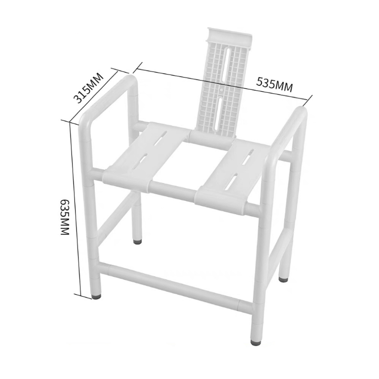 Premium White Mobile Shower Chair with Comfortable Armrests