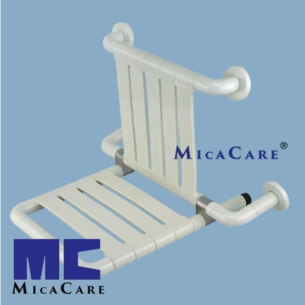 White Lightweight Folding Shower Bench with Supportive Backrest