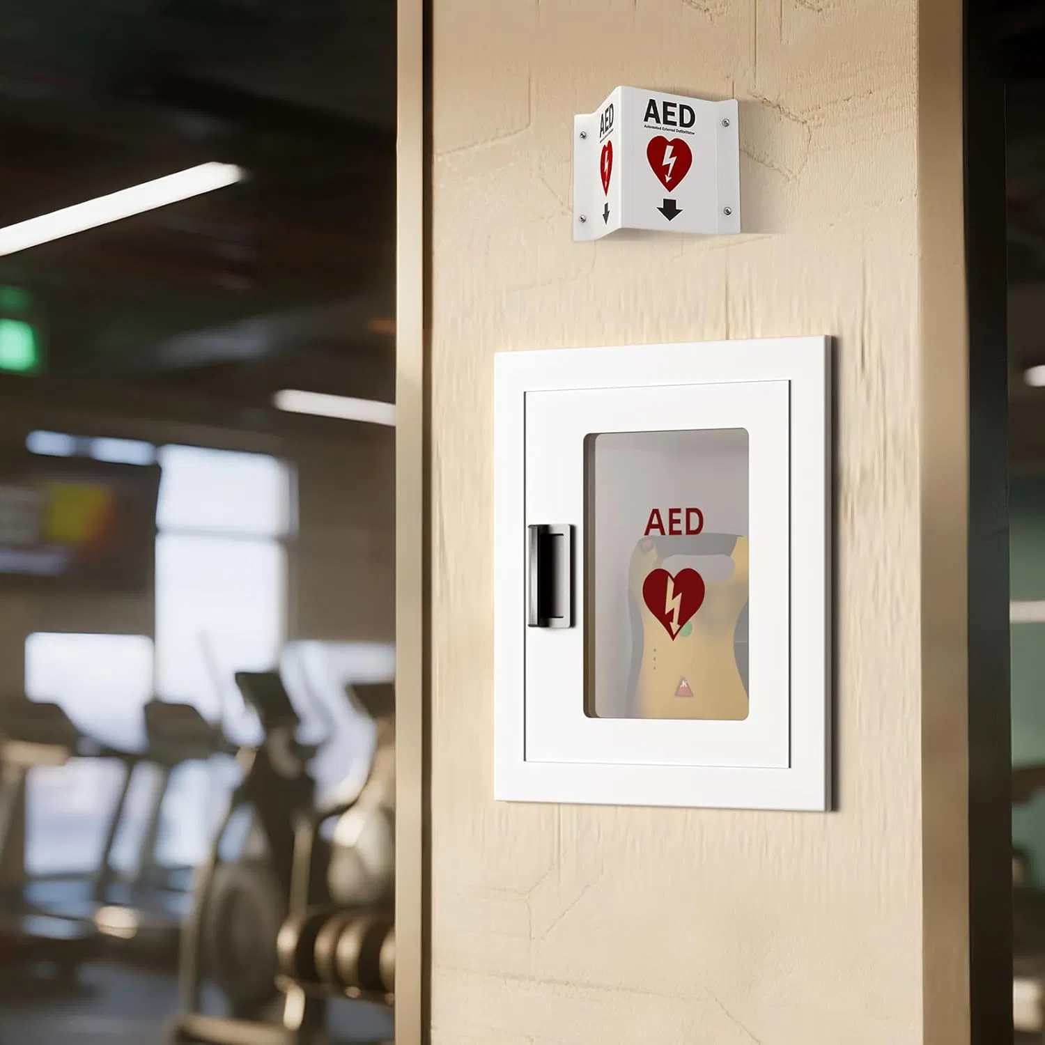 Wall Mount with Alarm &amp; Magnetic Door - Universal Storage for Philipss, Zoll, Defibtech Aeds - Emergency Ready for Office, School, Public Place Aed Housing