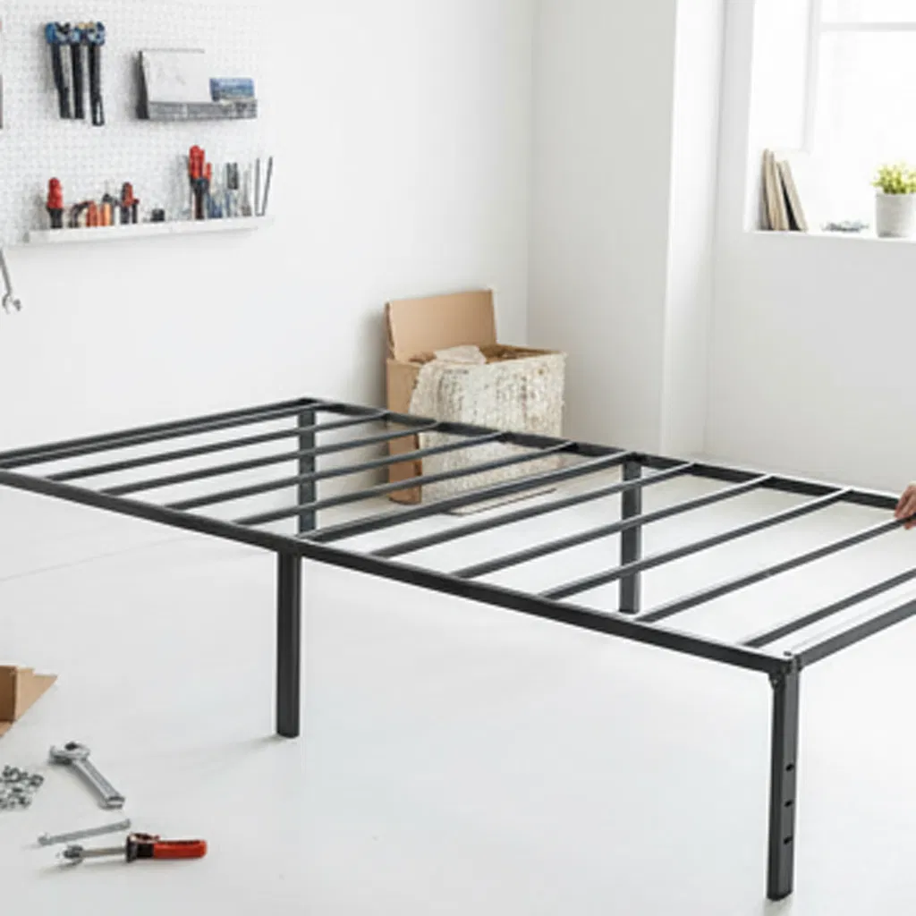 Durable Metal Frame Bed for Adult Dormitory Spaces
