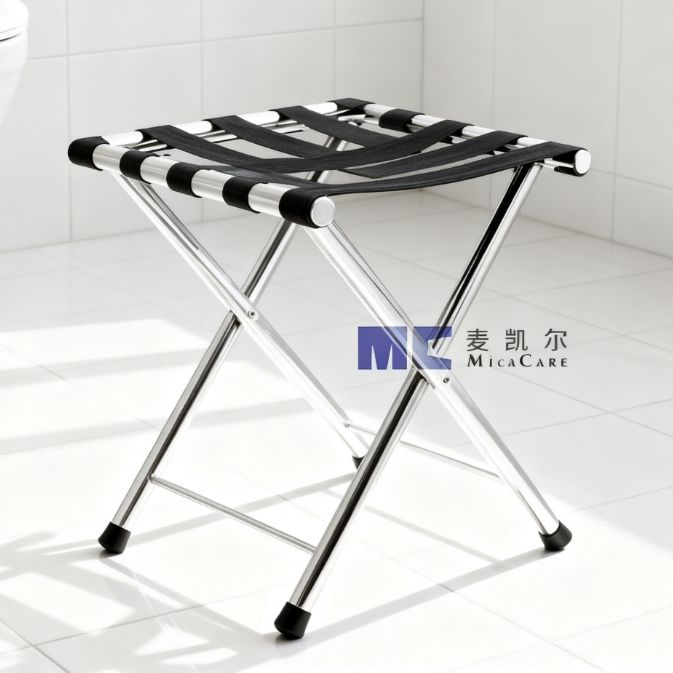Heavy-Duty Folding Luggage Rack with Nylon Straps - Premium Stainless Steel Frame