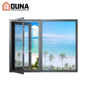 OUNA Hurricane Impact Proof Soundproof NOA NFRC CSA Aluminum Casement Window Double Tempered Glass with Screen Thermal Break