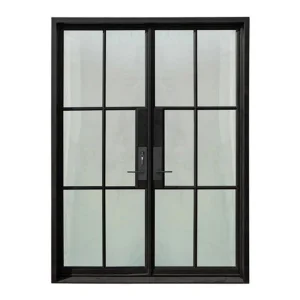 OUNA Modern Aluminum French Doors for Commercial Entrance Hurricane Proof and Soundproof with Double Glazed Tempered Glass