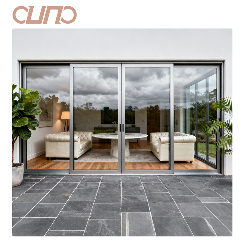 OUNA Contemporary Aluminum Low E Double Glazed Tempered Glass Patio Sliding Door Hurricane Resistant Sliding Patio Doors