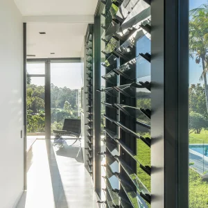 OUNA Brand Modern Design Adjustable Aluminum Louver Door Rainproof Office Exterior Blinds Shutter Outdoor Window Stainless Steel