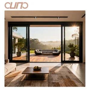 OUNA ISO CE Hotel Outdoor Aluminum Alloy Slim Frame Glass Slide Door Double Glazed Low E Insulated Sliding Doors