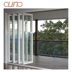 OUNA Modern Heavy Type Style Double Tempered Aluminum Bi-Folding Door for Villa Application Foldable Opening Method
