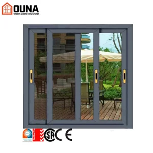 OUNA Custom Powder Coated Aluminum Sliding Window with Double Tempered Glass for House Apartment and Building Projects