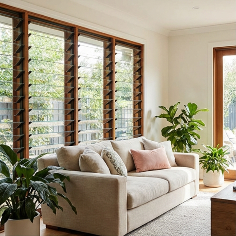 OUNA Manual Aluminum Window Shutter Standard Sizes Available Easy to Install and Operate Cost Effective Sun and Privacy Solution