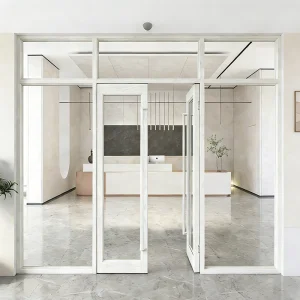 OUNA Commercial Push-Pull Door with Stainless Steel Screen Aluminum Alloy Frame Modern Design for Retail Storefront Entrances