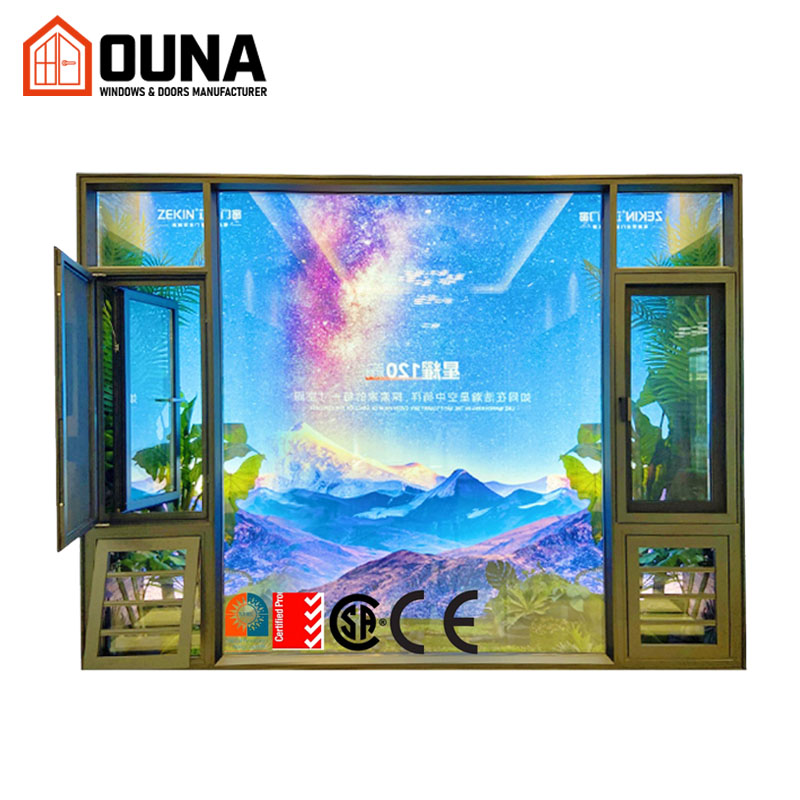 OUNA High Efficiency Windproof Aluminum Windows Wholesale Safe Durable Modern Double Glass Aluminum Frame Casement Windows
