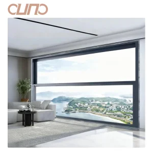 OUNA Large Size Electric Lift Window Double Tempered Glass Aluminum Motor Smart Vertical Sliding Windows with Mesh Screen