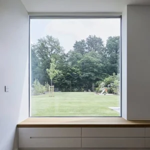 OUNA Panoramic View Fixed Window Slim Frame Aluminum Design Minimalist Appearance for Villa Hotel Custom Color and Size