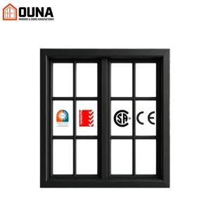 OUNA Multishades NFRC Modern Narrow Frame Soundproof Triple Glazed Low-E Aluminum Sliding Window Energy Efficient for Apartment