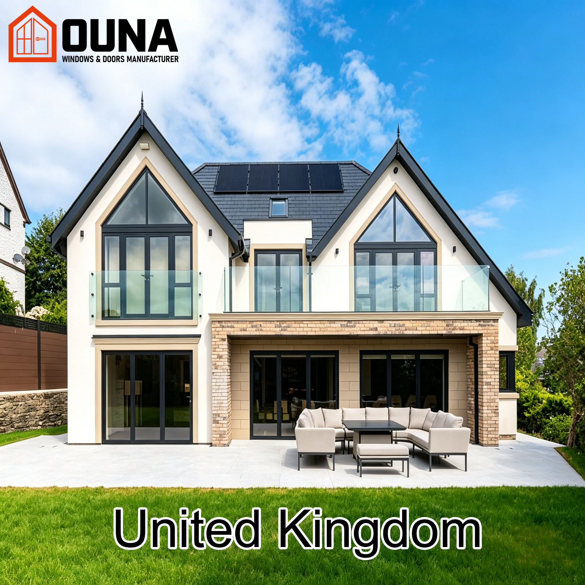OUNA Uk Project Villa Ce Certified Aluminum Window Tempered Glass Heat Insulation Energy Efficient Folding Door Other Windows