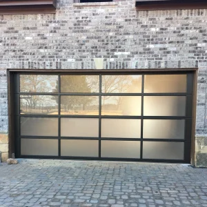 OUNA Classical Style Garage Door with Wood Look Grain and Decorative Windows Aluminum Steel Construction Automatic System