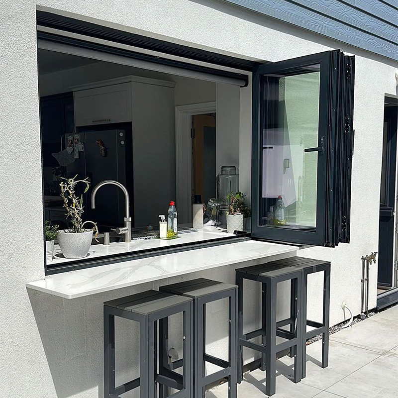 OUNA Hurricane Proof Aluminum Folding Window Combines Reinforced Frame and Laminated Glass for Impact and Security Standards