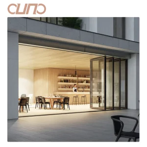 OUNA Factory Price Wholesale Room Dividers Parts Partition Curtain Wall Bi-folding Door Bi Fold Glass Patio Door