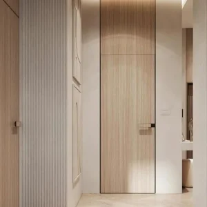OUNA Premium Aluminum Wood Composite Door for Interior Luxury Villa Use Modern Design Solid Wood Core Custom Sizes and Colors