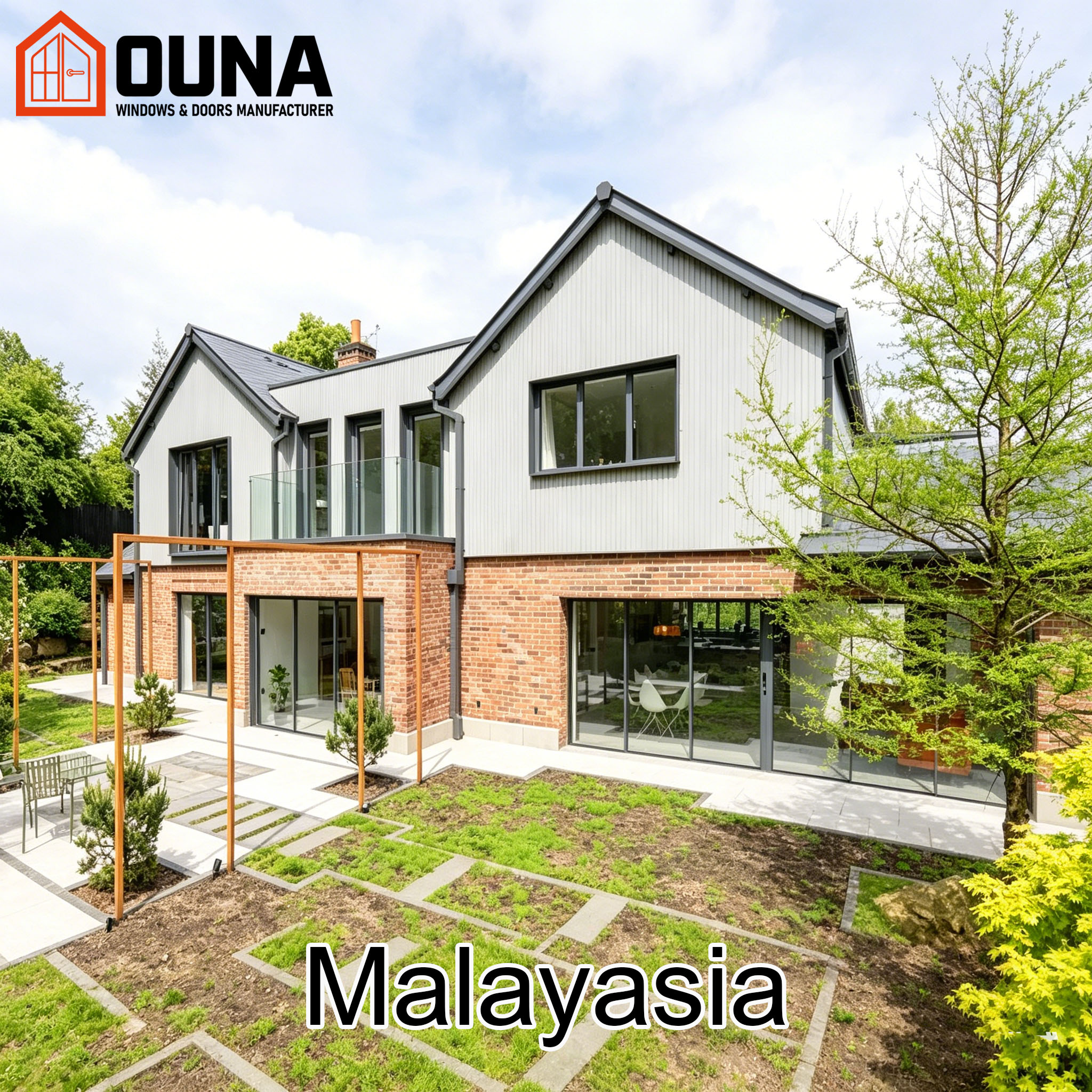OUNA Malaysia Project Engineering Aluminum Window Tempered Glass Heat Insulation Hurricane Impact Proof Other Windows