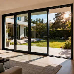 OUNA AS2047 CE House Outdoor Aluminum Alloy Slim Frame Double Glass Slide Door Modern Villa Patio Sliding Doors