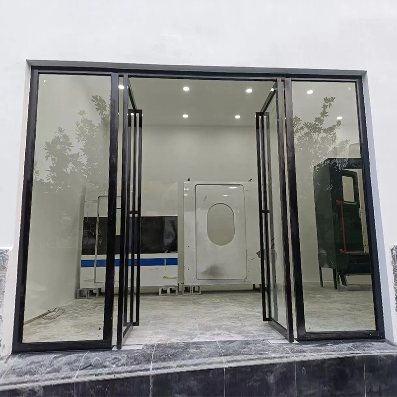 OUNA Heavy Duty Aluminum Alloy French Glass Windproof Commercial Storefront Entry Door for Hotels & Malls