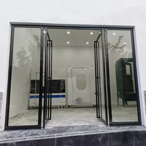 OUNA Heavy Duty Aluminum Alloy French Glass Windproof Commercial Storefront Entry Door for Hotels & Malls