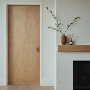 OUNA Premium Aluminum Wood Composite Interior Door With Solid Wood Core for Modern Bedroom and Living Room Custom Sizes
