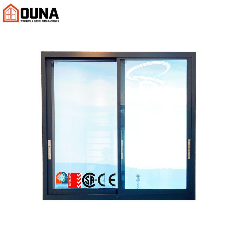 OUNA Sliding Window Hurricane Impact Proof Aluminum Energy Efficient NFRC AS2047 Glass Double Glass Aluminum Window