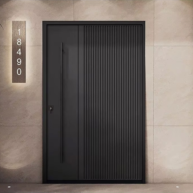 OUNA Custom American Aluminum Security Front Doors for House Exterior Main Entry Villa Fire Resistant Design