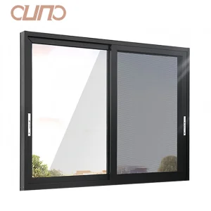 OUNA NFRC USA Project Double Glazed Sliding Windows Low-E Glass Thermal Break Aluminum Sliding Window With Mosquito Net