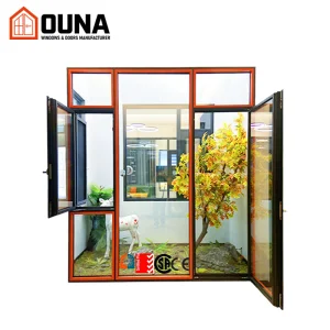 OUNA New Arrival Aluminum Window House Tilt and Turn Window Frame Hurricane Impact Proof NOA Slim Frame Casement Windows