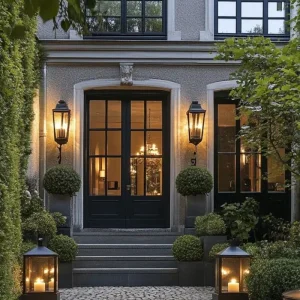 OUNA Modern Aluminum French Doors for Entrance Hurricane Proof and Soundproof with Double Glazed Tempered Glass Security