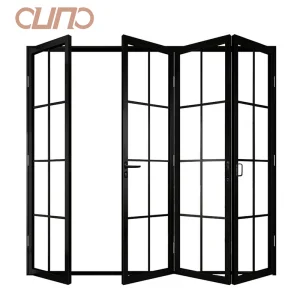 OUNA Modern Design Folding Glass Exterior Door Aluminum Alloy Screen Folding Panel Door for Villa Application
