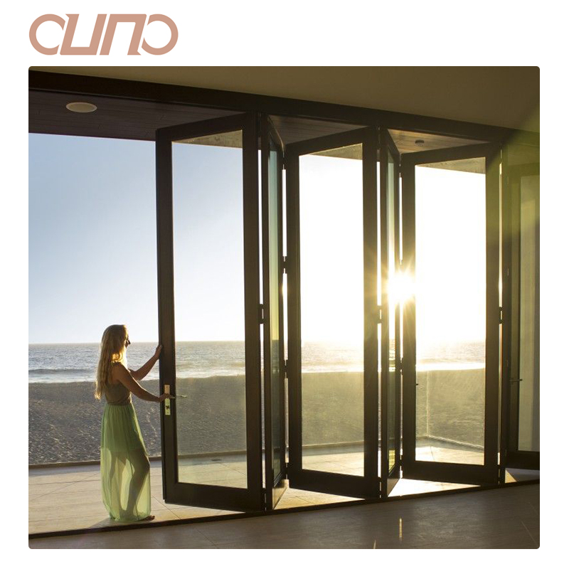OUNA High Quality Modern Design Thermal Break Aluminum Glass Bi-Fold Door Safe and Stylish Patio Door with Foldable Feature