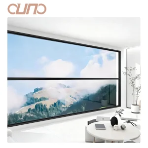 OUNA Electric Smart Balcony Aluminium Sliding Window with Insect Screen Lift Curtain Hanging AS2047 Electric Lifting Window