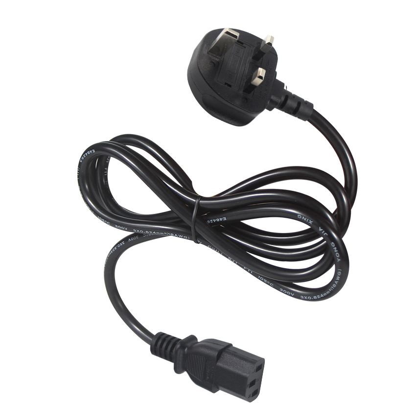 British Standard Uk Plug to Iec C13 Power Cable - 1.5m - Safe Design