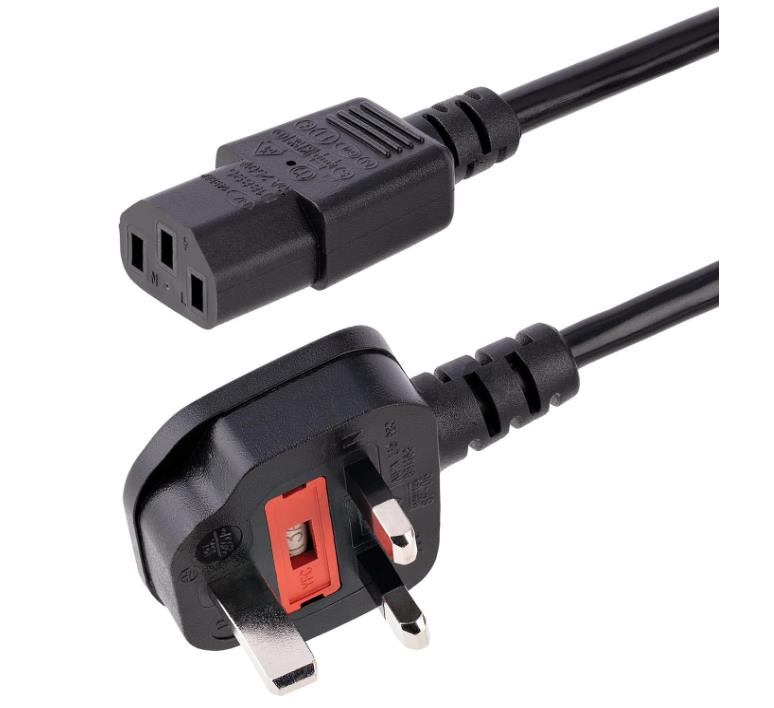 10ft (3m) Uk Computer Power Cable,18awg,Bs 1363 to C13,10a 250v,Black Replacement Ac Power Cord,Kettle Lead / Uk Power Cord