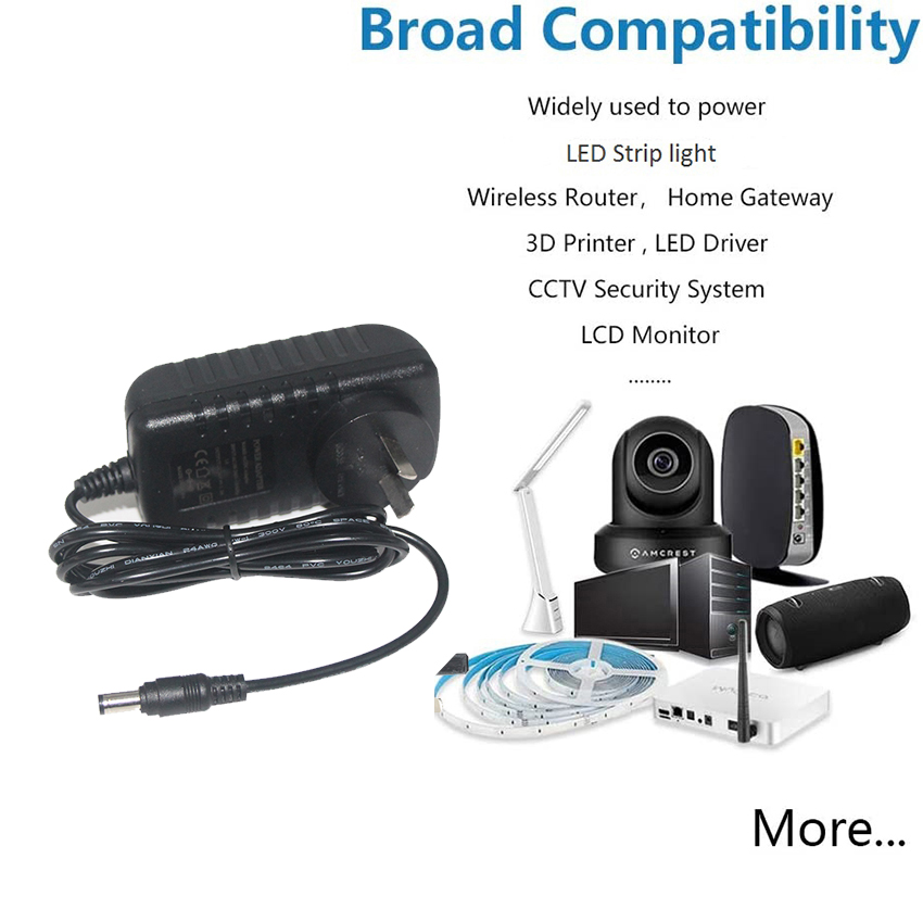 Dc Jack 5.5 2.1 Au Ac Wall Mount Type 12v 1a 1000ma 500ma 24v 0.5a 12w Power Adapter