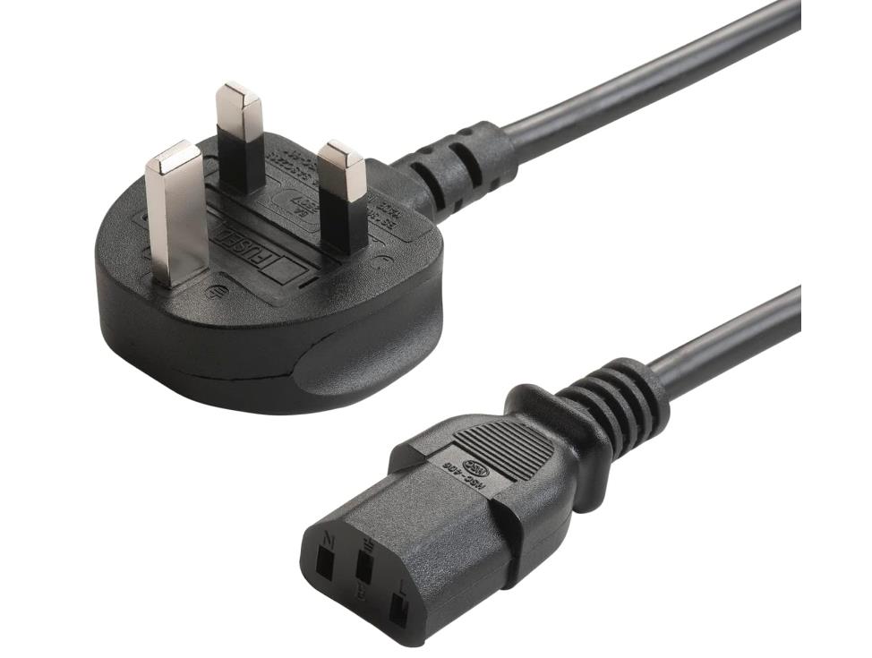 10ft (3m) Uk Computer Power Cable,18awg,Bs 1363 to C13,10a 250v,Black Replacement Ac Power Cord,Kettle Lead / Uk Power Cord