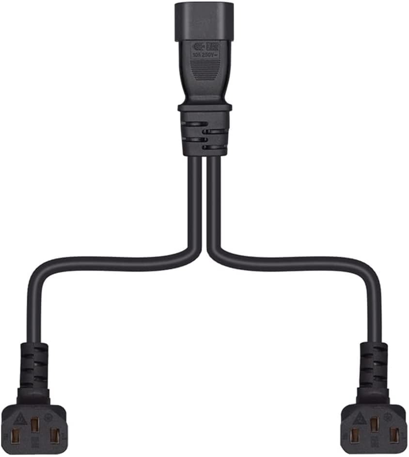 Y Splitter Adapter C14 to C13 Locking and Nema 5-15r 10a 125v Power Cord Black Male to Female Power Supply Cords Pdu Cpu