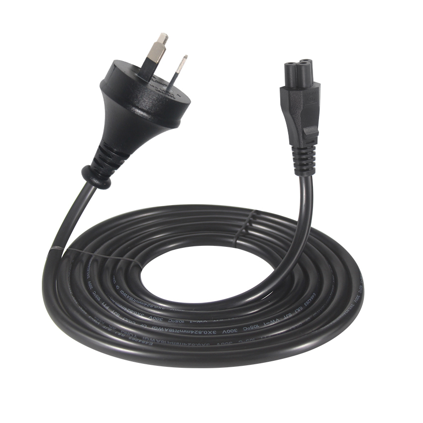 Factory Ex-work 3 Pin Au Cloverleaf Lead Main Plug Ac Cable With Female Ends for Computer Laptop Power Cord