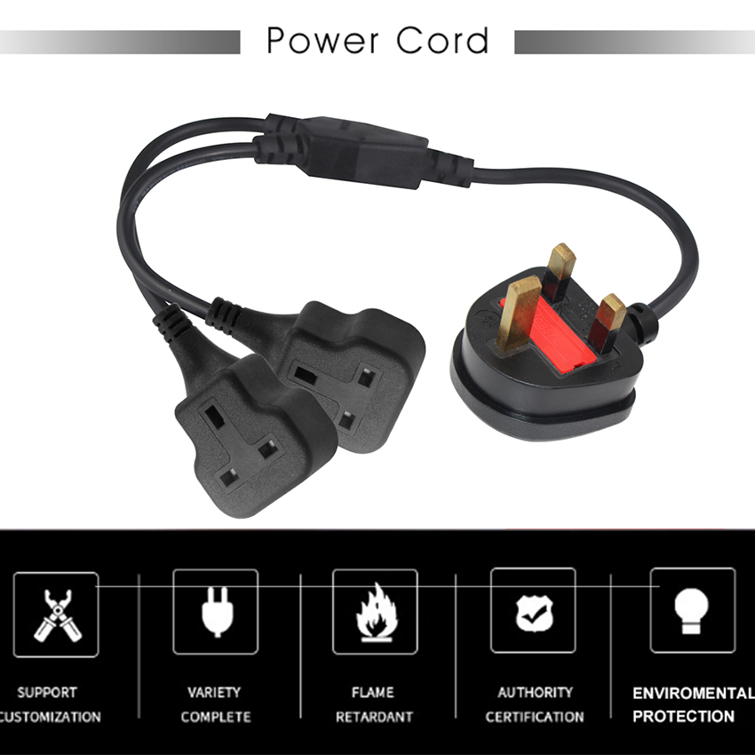 Home Travel Office Power Strip 2-in-1 Double Sockets 2 Way Extension Lead Plug Cable 2 Ac Power Cord