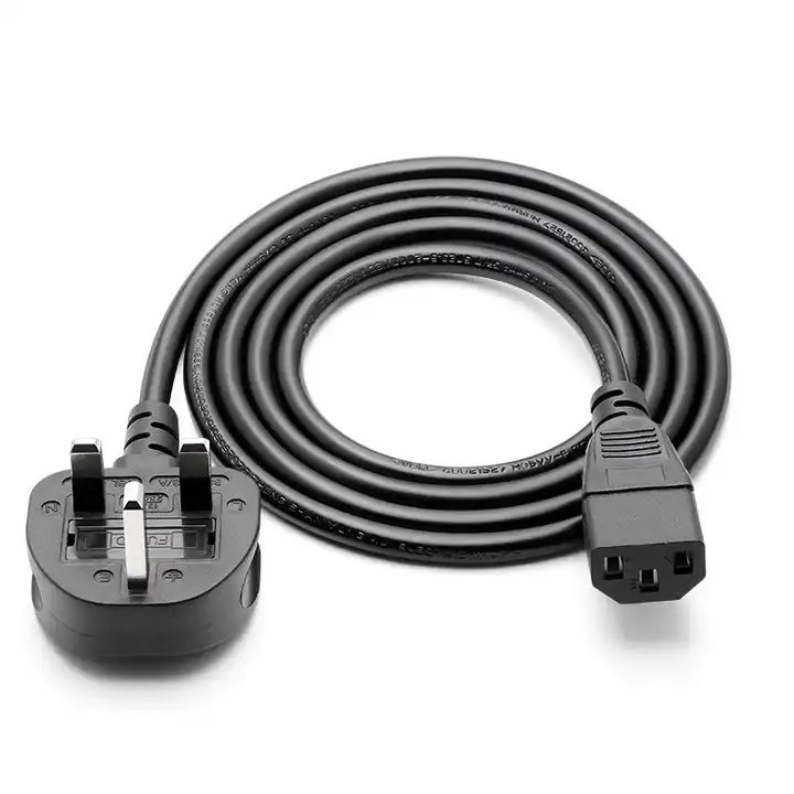 Uk Power Cable Kettle Lead, 13a Fused Uk Plug Bs 1363 to Right Angle Iec C13 Laptop Charger Cable Heavy Duty 16awg 1.0mm2